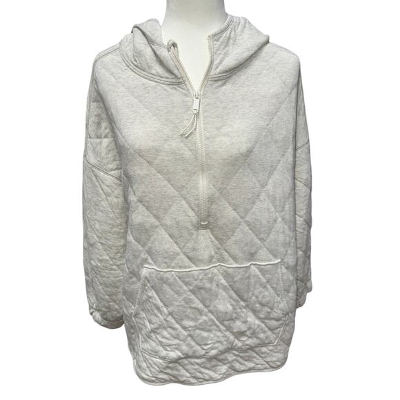 Old Navy Women’s Quilted Pullover Hoodie 1/4 Zip Oatmeal Heather 2X Comfy warm - Picture 1 of 8